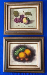 Lot 63 - Pair Of 2 Framed Vintage Original Art Paintings Fruit By Lazare & Graves