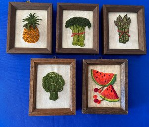 Lot 65 - Miniature Vintage Embroidery - Vegetables & Fruit - Cute!