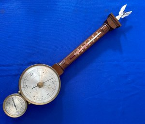Lot 67 - Vintage Airguide Barometer Wall Thermometer - Works! - Eagle On Top