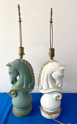 Lot 71 - Pair Of 2 Vintage Horse Knight Chess Table Lamps