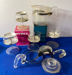 Lot 82 - Amazing Lot! Pyrex Miscellaneous Coffee Pot Parts And Correll Coffee Pot