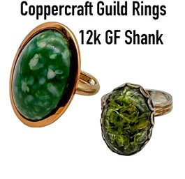 Lot 117 -1960s  Copper-craft Green & Copper Guild Rings Lot Of 2