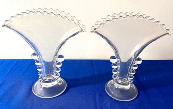 Lot 85 - Pair Of Imperial Clear Glass  Art Deco Mid Century Candlewick Vases