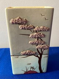 Lot 88 - Asian Japanese Weil Ware Pink Ming Bonsai Tree MCM Porcelain Vase - Signed