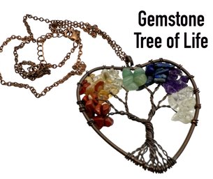 Lot 123- Gemstone 7 Chakra Tree Of Life Necklace With Copper