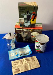 Lot 92 - Espresso Pot Kit Complete With Vintage Coffee Can