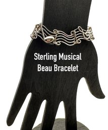 Lot 127- Mid Century Beau Sterling Silver Musical Violin Instrument Bracelet