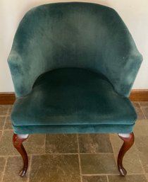 Lot 35- Vintage Green Velvet Barrel Side Chair