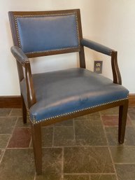 Lot 36- Blue Leather Desk Or Dining Chair