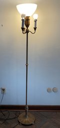 Lot 39- Art Deco Pole Lamp Milk Glass Shade - 3 Way