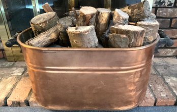 Lot 60- Copper Bin Bucket Filled With Logs