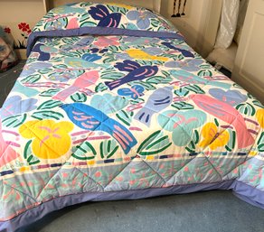 Lot 330- Designer Ken Done - Bright Colorful Tropical 1980s Full Queen Comforter