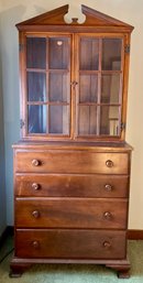 Lot 65- Stiehl Furniture - Chest With Top China Bookshelf Cabinet - Two Pieces