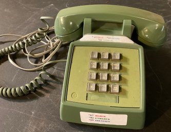 Lot 6- HELLO! Western Electric Avocado Green Push Button Telephone