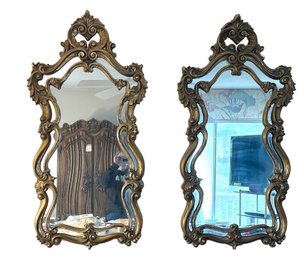 Lot 349- 1970s Mediterranean Spanish Ornate Gold Frame Wall Mirrors - 2