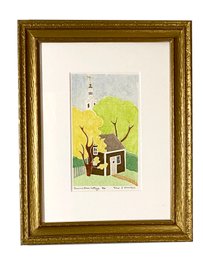 Lot ArtM16 - Provincetown Cape Cod Cottage #2 By Peter S Marshall Beautiful Line Print Vintage Wood Frame