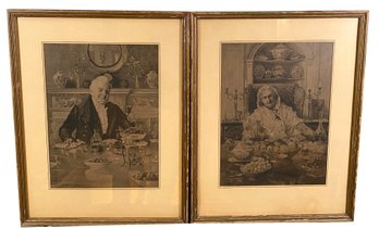Lot ArtM19 - Two Antique Portraits Reprints From Walter Dendy Sadler Etchings - Chippy Frames