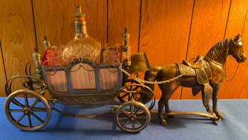 Lot 154- Horse And Carriage Decanter Musical Shot Glass Set - Complete!