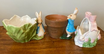 Lot 178SES - Easter Planter Pots Basket Beatrix Potter - Peter Rabbit - Spring!