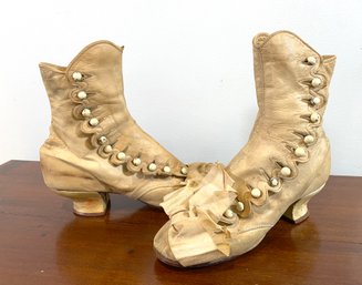 Lot 60SES - Antique Girls Victorian Leather Shoes Boots 1850s