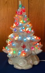 Lot 176- Vintage White Ceramic Light Up Christmas Table Top Tree