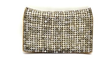 Lot 69SES- Antique Small Change Purse Rhinestone/pearls Evening Bag
