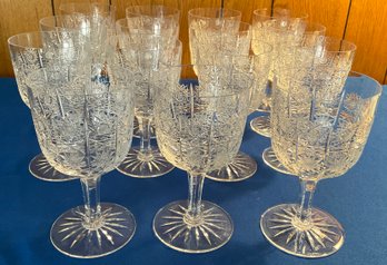 Lot 182- Violetta Hand Cut Crystal Wine Glasses Made In Poland - Lot Of 15
