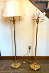 Lot 60- Pair Of Brass Pole Lamps 5'