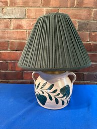 Lot 383- Salmon Falls Pottery Green Stoneware Table Lamp - Stamped