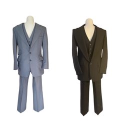 Lot 167- Century Club Vintage 3 Piece Suits - 42L Blazer Pants Vest