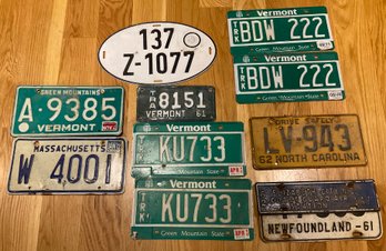 Lot 210SES- License Plate Collection - Massachusetts - 2 Pair Vermont - Lot Of 10