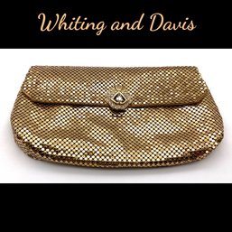Lot 65SES- Whiting & Davis Gold Mesh Clutch Purse Made In USA