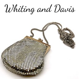 Lot 66SES- Whiting & Davis Small Crossbody Silver Mesh Chain Purse Evening Bag