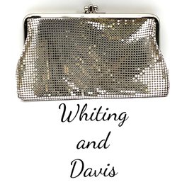 Lot 72SES-  Whiting & Davis Silver Mesh Clutch Purse - Two Compartments