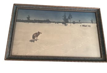 Lot 209SES- 1920s Kowalski Lone Wolf In Winter Snow Framed Print