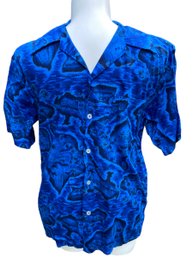 Lot 174- Blue Made In Hawaii Luau Mens Shirt Top Vintage Size Large