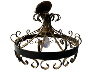 Lot 500- Black Wrought Iron Chandelier And Candelabra
