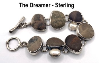 Lot 51 - Sterling Silver Echo Of The Dreamer Bracelet With Riverstone & Authentic Pearl