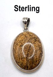 Lot 61 - Sterling Silver & Oval Shaped Jasper Earth Tone Stone Pendant In A 925 Setting