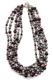 Lot 62 - Authentic Pearls 5 Strand Pearl Bead Necklace Multi Color