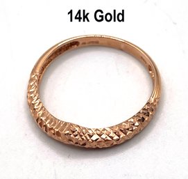Lot 63 - 14K Gold Band Ring - Size 7 - Signed JCM