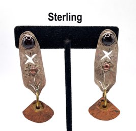 Lot 67 - Sterling Silver, Copper, Brass & Amethyst Earrings