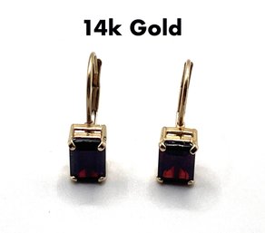 Lot 79 - 14K Gold & Garnet Earrings