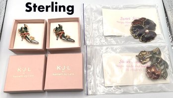 Lot 82 - Kenneth Lane Sterling Silver Shoe Pins & Sweet Secrets Sterling Pins Lot