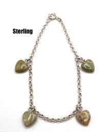 Lot 1: Sterling Silver Connemara Heart Marble Stones Bracelet Made In Ireland Irish