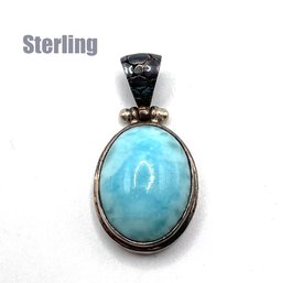 Lot 2: Sterling Silver Pendant Turquoise Stone - Signed Jewelry