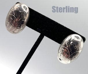 Lot 3: Sterling Silver Oval Shaped Stud Post Earrings