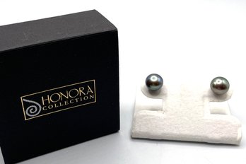Lot 6: Honora Authentic Grey Pearl Studs With Sterling Posts