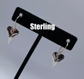 Lot 15: Sterling Silver Dangle Heart Earrings - Hagit Israel Designer
