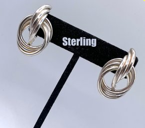 Lot 27: Sterling Silver Love Knot Twisted Circles Post Backing Earrings